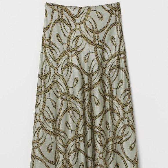 Richard Allan x H&M Collab Patterned Skirt Sz 14 Olive Green - Picture 3 of 6